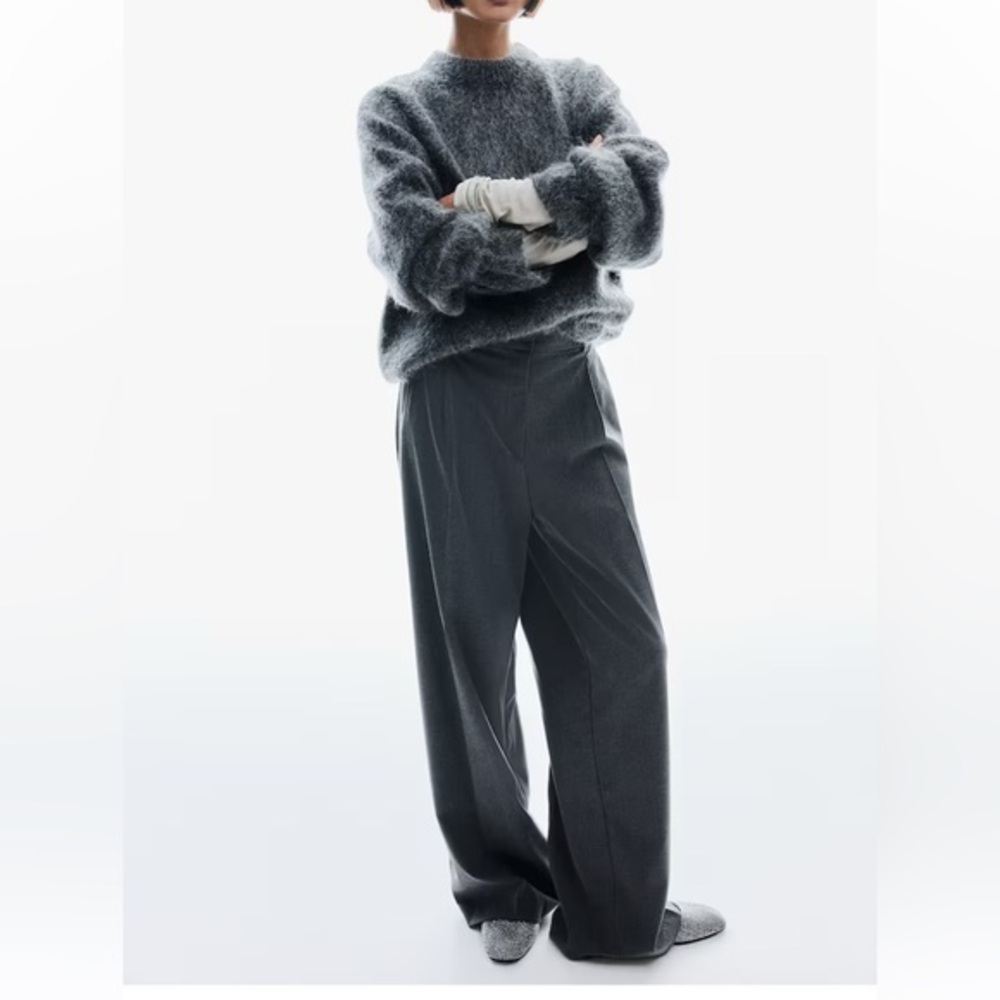 Gray Wide-Leg Trousers